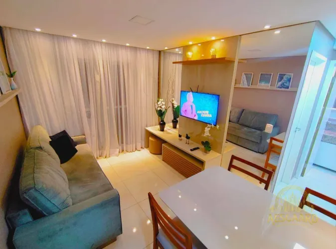 Apto 2Q Mobiliado 70m², Varanda Gourmet, Vista Mar, para Alugar no Bessa - JP/PB