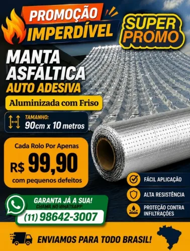Manta Asfáltico Autoadesiva 90cmX 10M