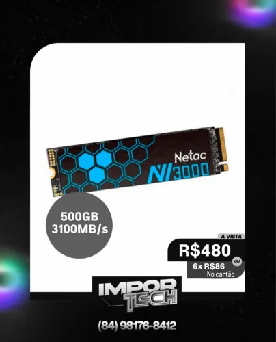 SSD M.2 NVMe 500GB 3100MB/s PCle 3.0. @importech_084