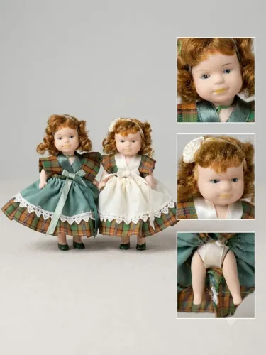 Lote 2 Mini Bonecas Antigas Articuladas - Corpo Inteiro Em Porcelana (10cm)