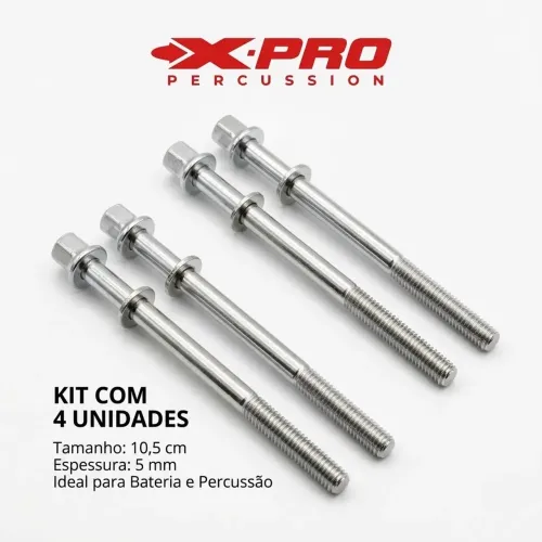 Kit 4 Parafusos Para Bateria X-Pro Percussion 10,5cm x 5mm