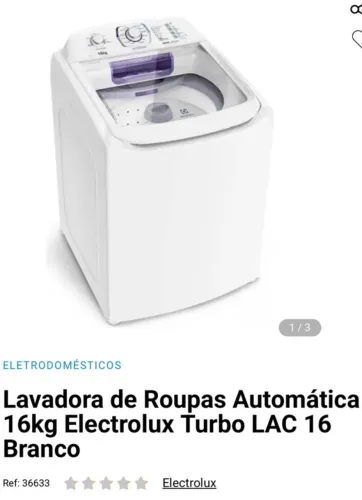 Máquina de Lavar - 16kg - Electrolux.