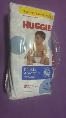 Fralda Huggies - Rápida Absorção -Tamanho M - 92 unidades