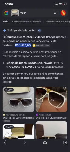 Óculos Luís Vuiton Original Raro