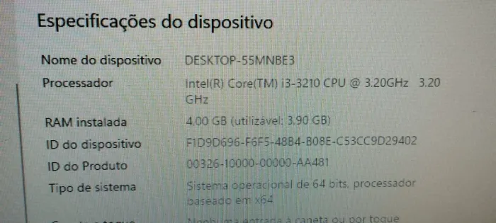 Pc core i3 3,30 windows11 4 ram HD 320