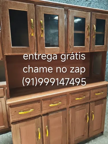 Armário de cozinha 4 portas de madeira angelim 