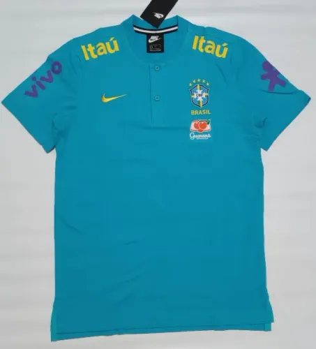 Camisa Polo Seleção Brasileira 2021 Azul claro com patrocinio