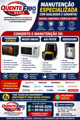 ASSISTÊNCIA TÉCNICA AUTORIZADA - FORNINHO ELÉTRICO, MICRO-ONDAS, AIR FRYER E BEBEDOUROS