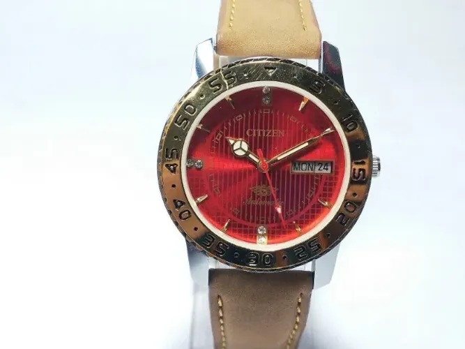 Citizen Automático Movimento Analógico 8200 indexado Dial Relógio Antigo De Pulso Masc