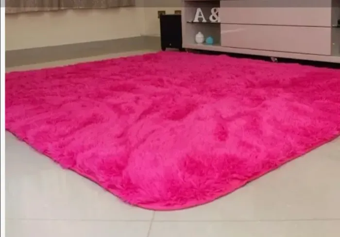 Tapete shaggy peludo pink com antiderrapante 