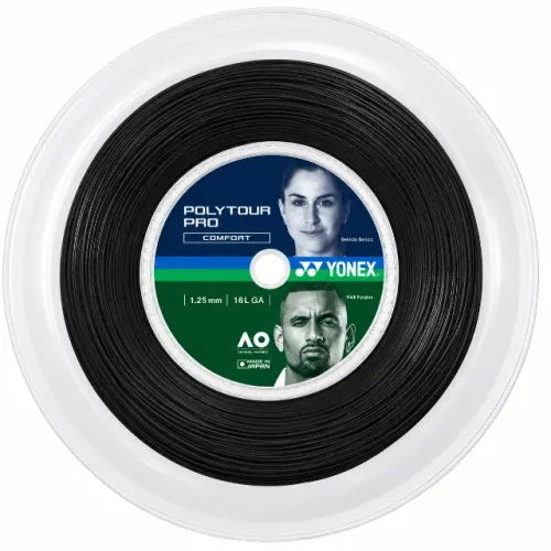 Corda Yonex Poly Tour Pro 1.25mm 16L - Rolo com 200M Preta