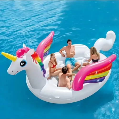 Boia Gigante Unicórnio Intex Party Island 4 Pessoas 4,29m