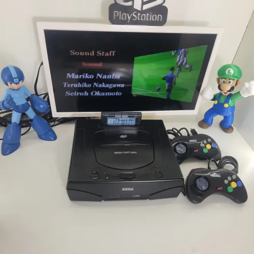 Sega saturno preto tectoy original com dois controles