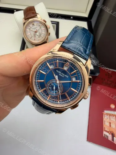 Patek Philippe 40mm Automático Rosé e Azul