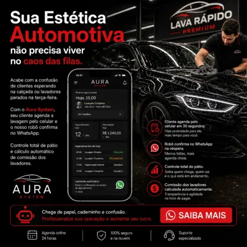 Sistema para Estética Automotiva | Cliente Agenda Sozinho | Controle Horários e Comissão