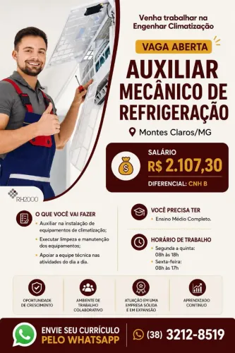 Vaga disponível para Auxiliar Mecânico de Refrigeração