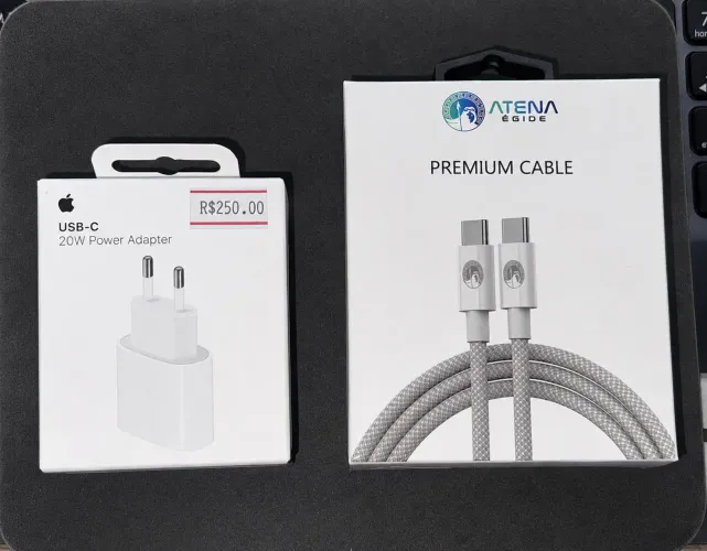 [COMBO / INDIVIDUAL] Fonte USB-C 20W + Cabo Premium USB-C Trançado
