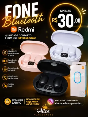 Fone Bluetooth coloridos
