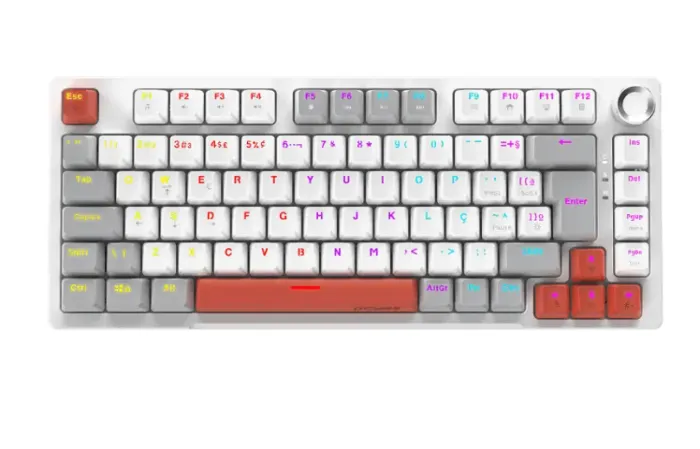 Teclado Mecanico 75% Pcyes Arkeum - White Ghost - Switch Blue - Akwg75Bbr