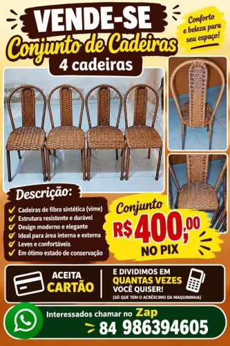 Conjunto de 4 cadeiras 