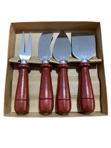  Facas Espátula Para Cortar Queijo - Conjunto Jogo 4 Peças Inox 