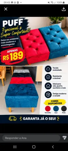 Pufs novo na embalagem