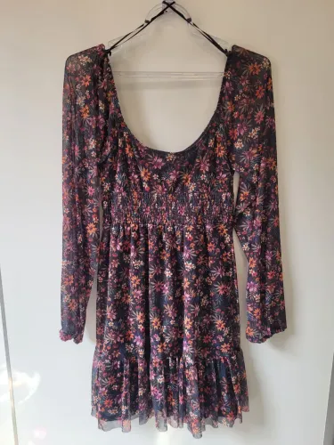 Vestido em Tule Florido Blue Steel (Renner)