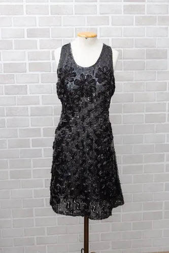 Vestido feminino paetê lantejoula brilho festa preto