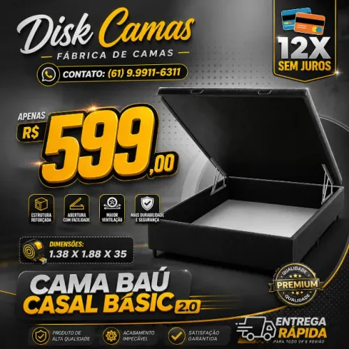 A Cama Baú Casal que Une Conforto, Organização e Economia! Somente R$599,00.