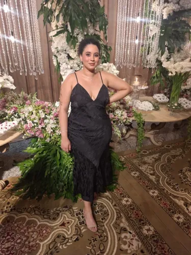 vestido festa cetim preto GG