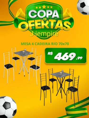 Mesa com 4 cadeiras Rio 70 x 70, pague na entrega
