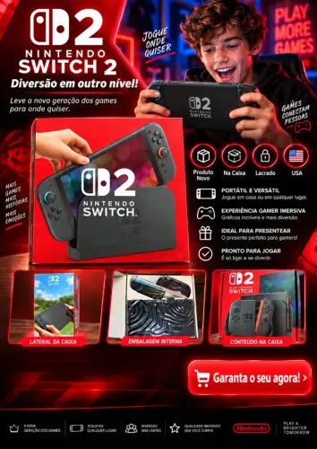 Nintendo Switch 2 - 256GB - 7.9 - USB-C - Cinza - Apenas Retirada