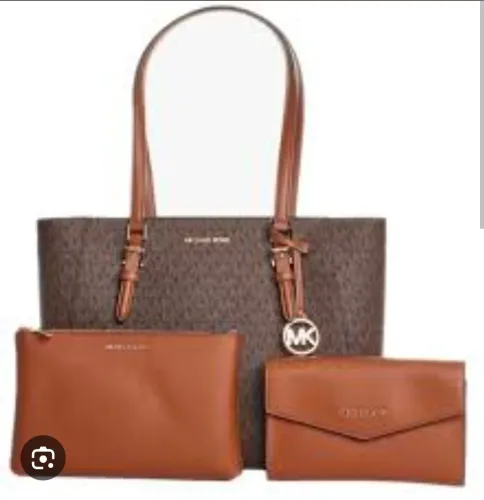 Bolsa Michael Kors Tote Grande Charlotte 3 Em 1 original cor marrom claro