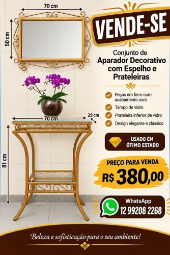 Conjunto de aparador decorativo com espelho
