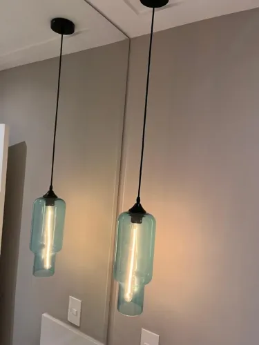 Luminária Pendente em vidro azulado