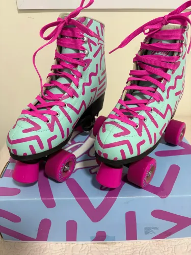 Patins Quad Traxart Jolly - Rosa e Azul + Caixa