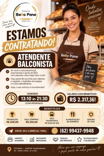 Contrata-se Balconista de Padaria