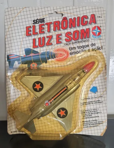 Antigo Avião Prata Vintage Série Luz e Som Eletrônica Estrela 1991 Lacrado