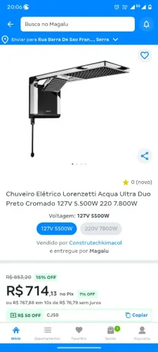 Vendo Chuveiro Lorenzetti Acqua Duo Elétrico