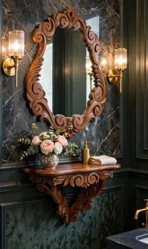 Aparador antigo com espelho antigo madeira de lei maciça antiguidade