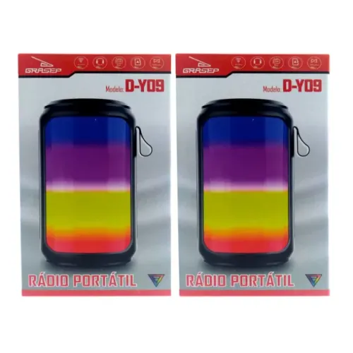  2 x Caixa de Som Bluetooth Grasep D-Y09 | LED Rítmico + Rádio FM + TWS
