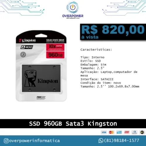 SSD Sata 960gb Kingston novo original