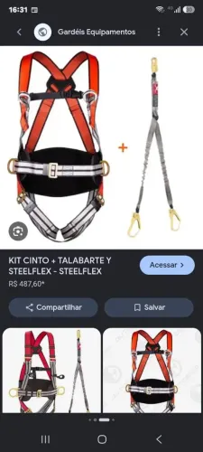 Epi de segurança cinto completo para quem trabalha em altura.