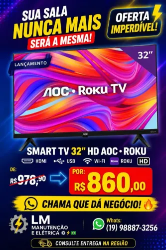 Tv Smart AOC ROKUTV 32 POLEGADAS NOVO NA CAIXA COMPLETO