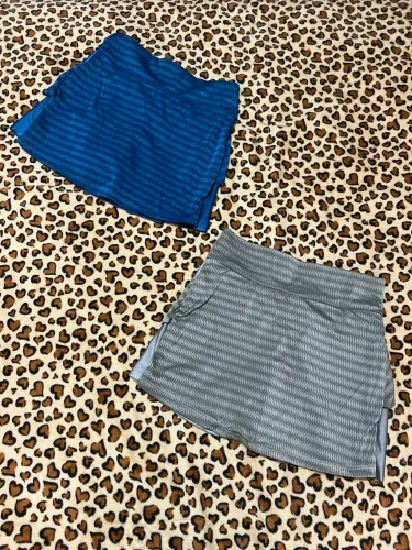 Saias Shorts Fitness Pregueadas (Azul e Cinza)