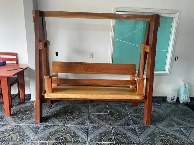 Balanço Namoradeira 3 Lugares ? Madeira de Lei Reforçada