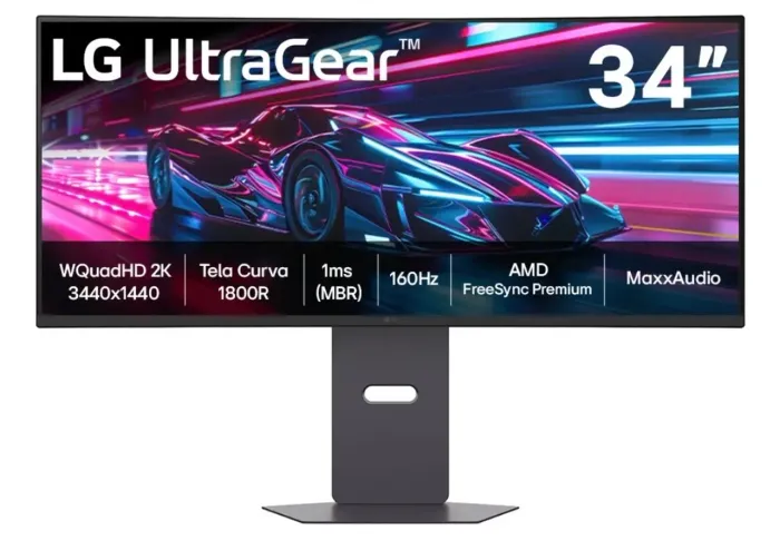 Monitor Gamer LG UltraGear Curvo 34G600A-B 34" QuadHD 2K, UltraWide 1800R, 160Hz, 1ms