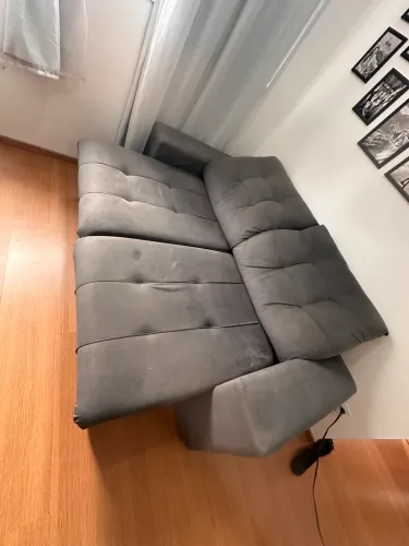 Sofá 3 lugares retrátil cinza