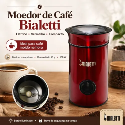 Moedor de Café Bialetti Elétrico Vermelho