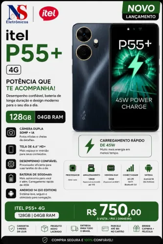 CELL ITEL P55+ 128GB 04GB RAM LACRADO ENTREGAMOS GRATIS